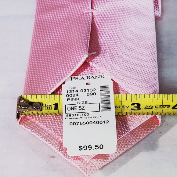 Jos. A. Bank Signature Collection Pink Necktie NWT Real Men Wear Pink - Picture 5 of 5